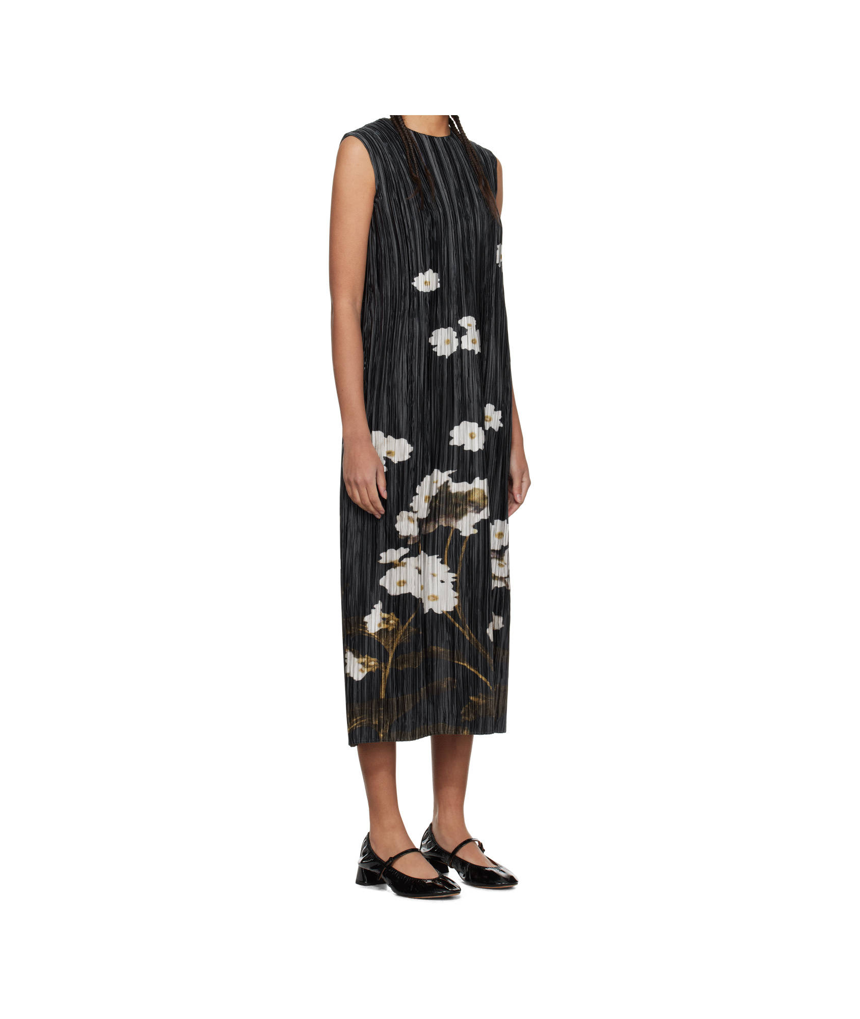 ERDEM PLEATED SLEEVELESS MIDI DRESS 