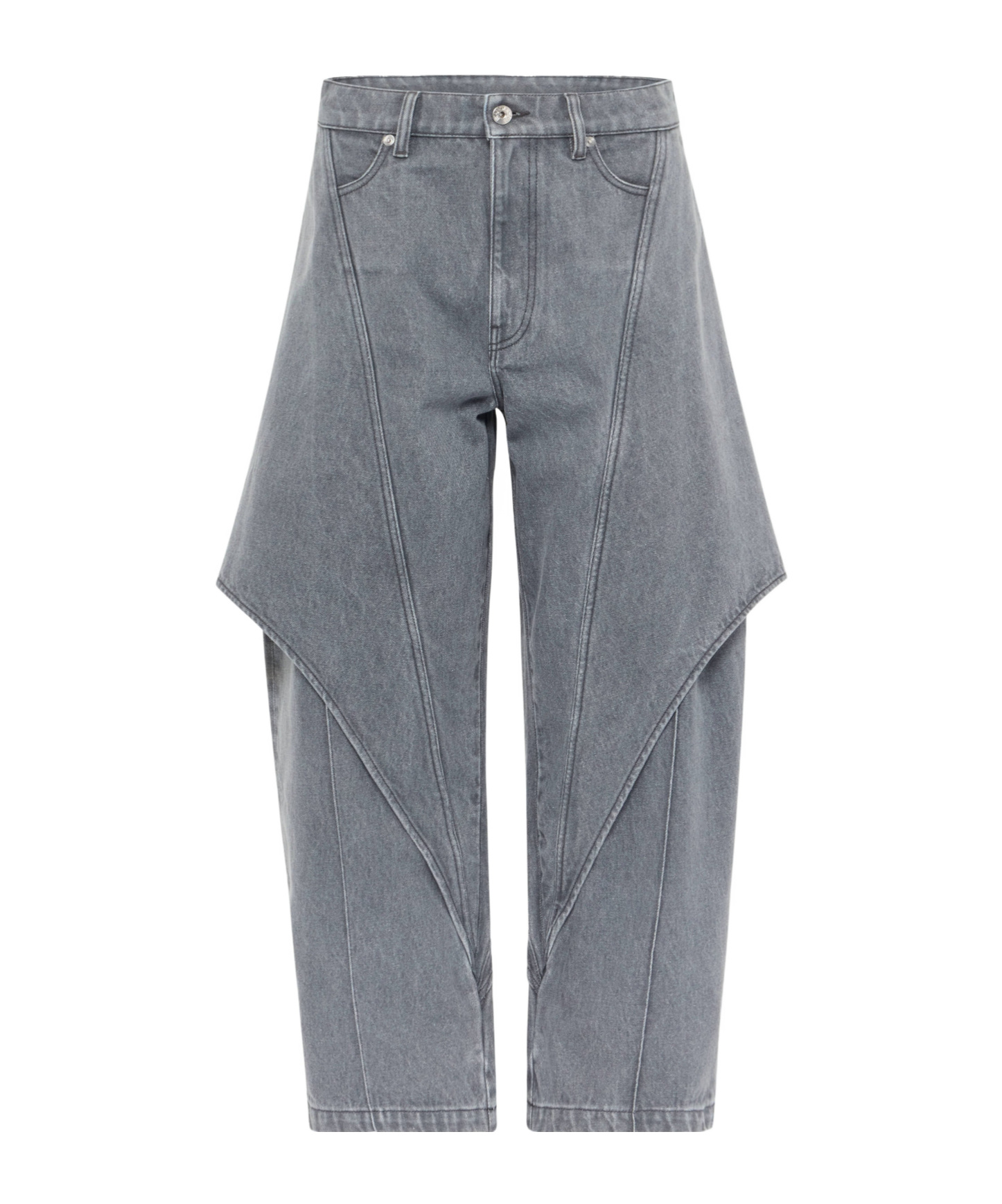 Junya Watanabe High-waisted Wide-leg Jeans In Gray