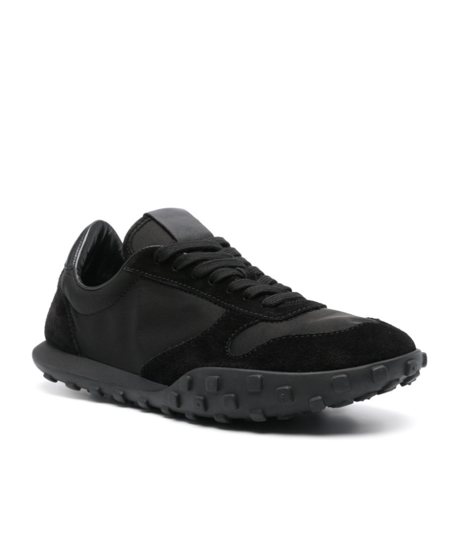 Jil Sander Suede Panel Round Toe Rubber Sole Sneakers In Black