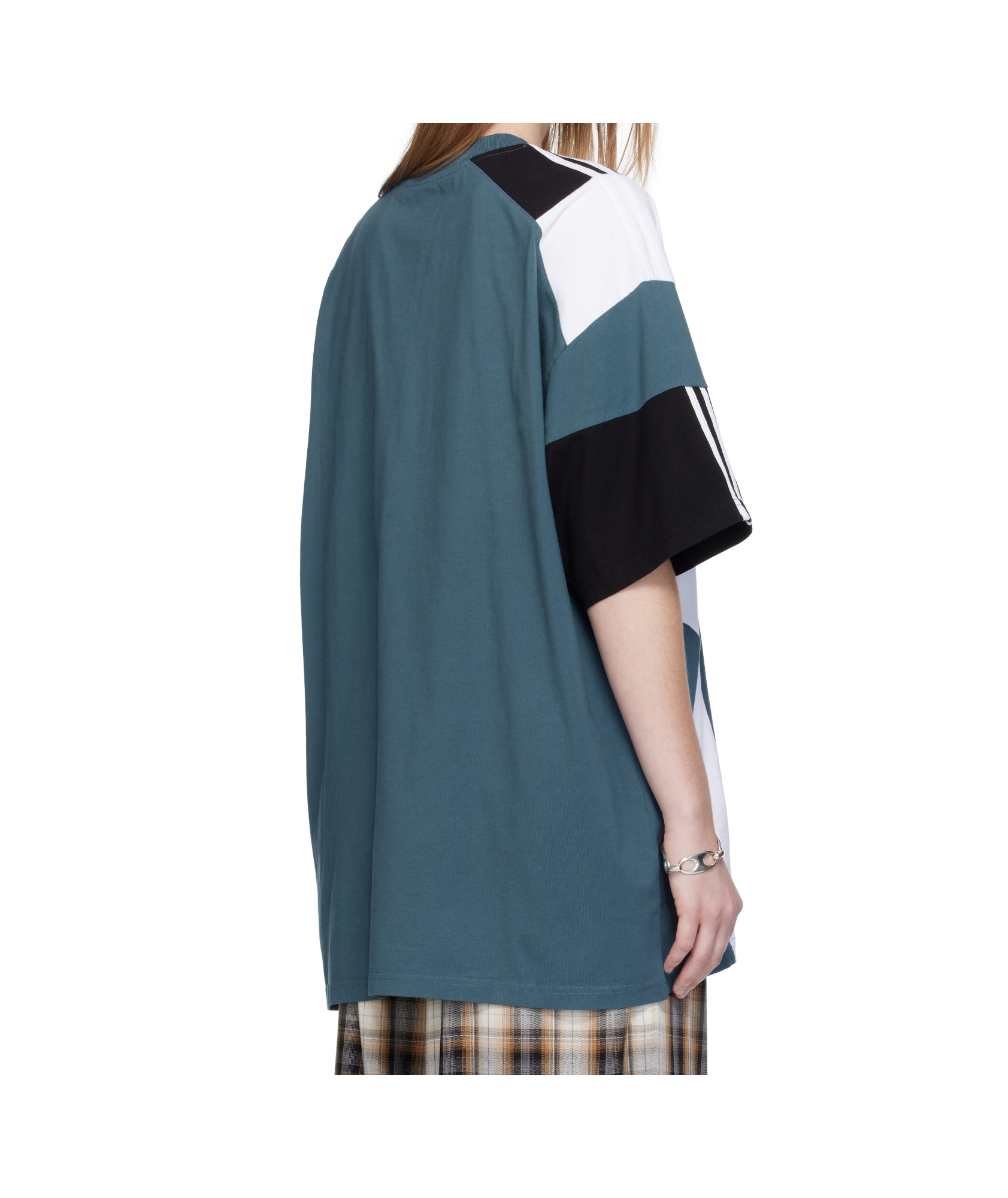 Martine Rose Blue Agean Cotton Oversized Panelled T-shirt In Blue