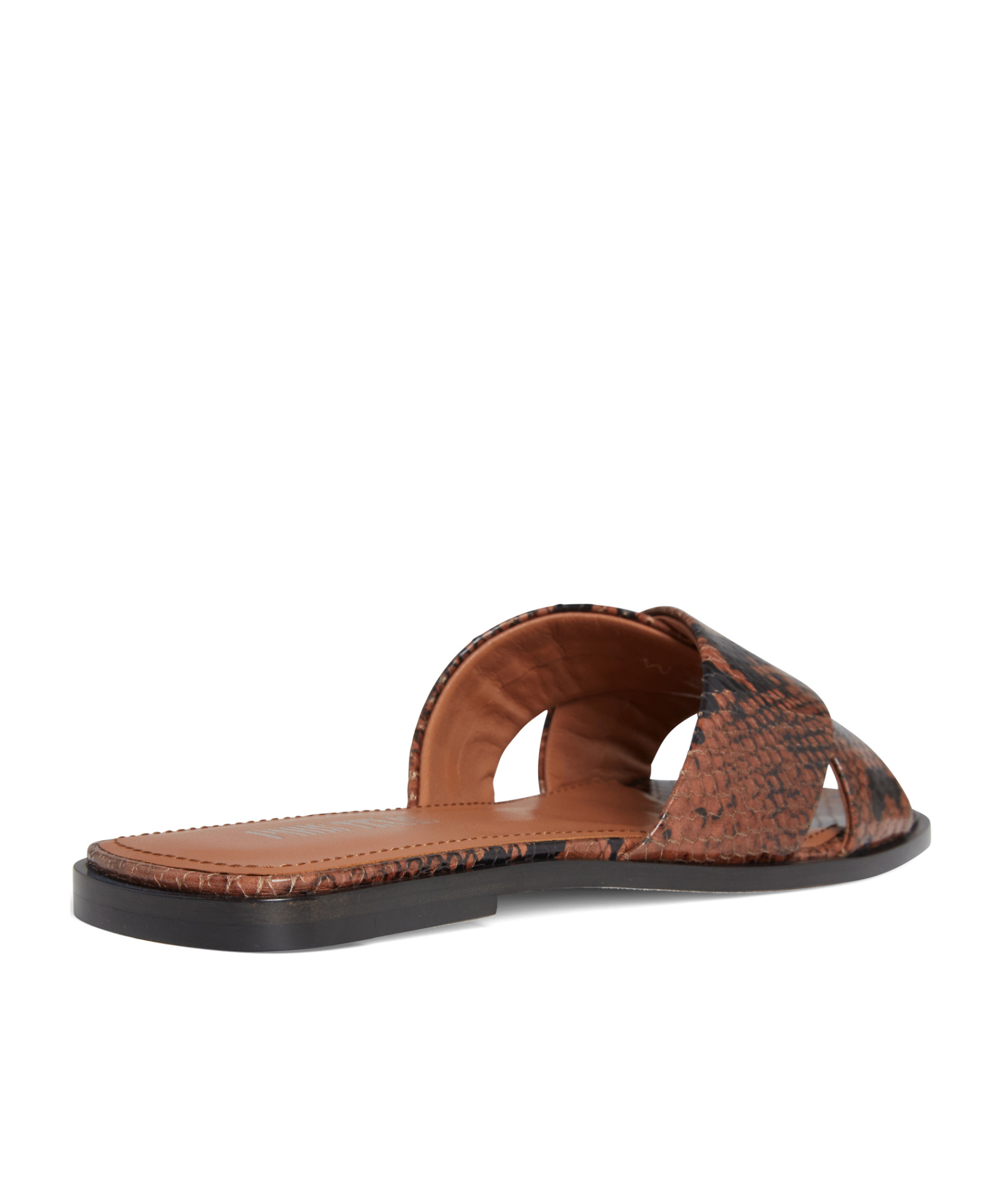 Paris Texas Snakeskin-effect Leather Slides In Brown