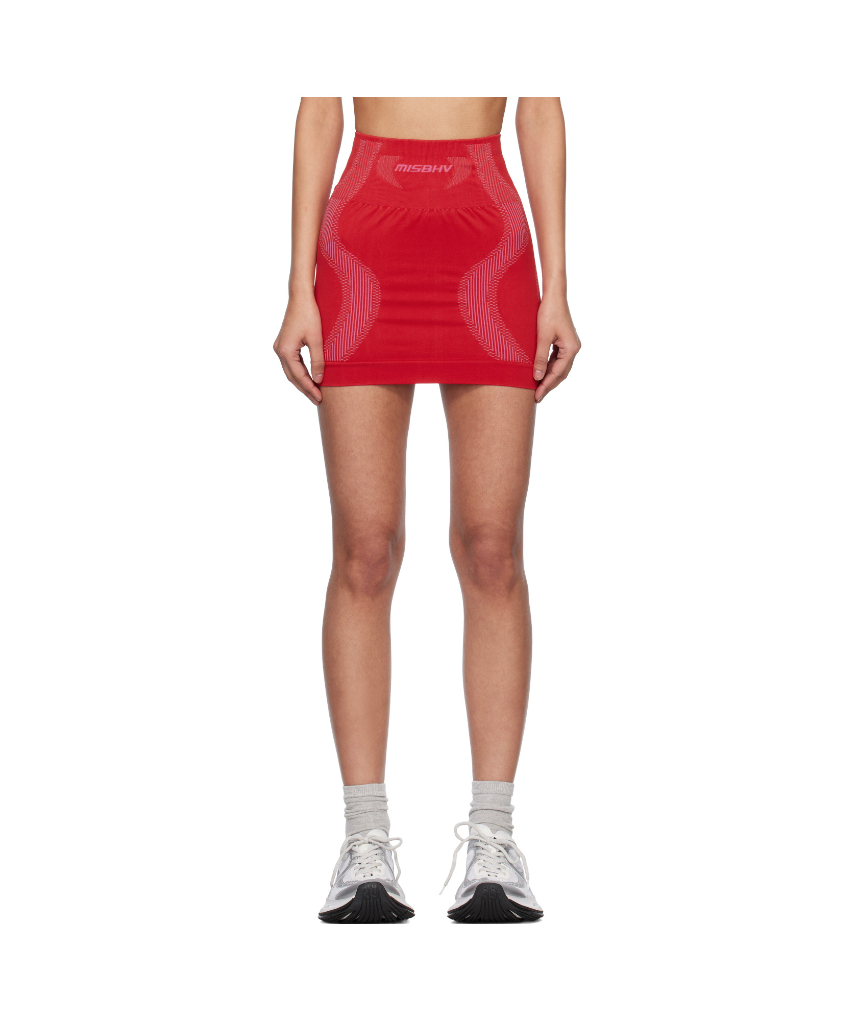 Misbhv Elastic Waist Skirt In Coral Red