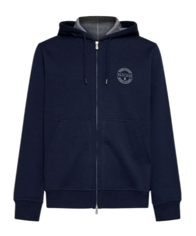 Brunello Cucinelli Logo-printed Zipped Drawstring Hoodie In Black