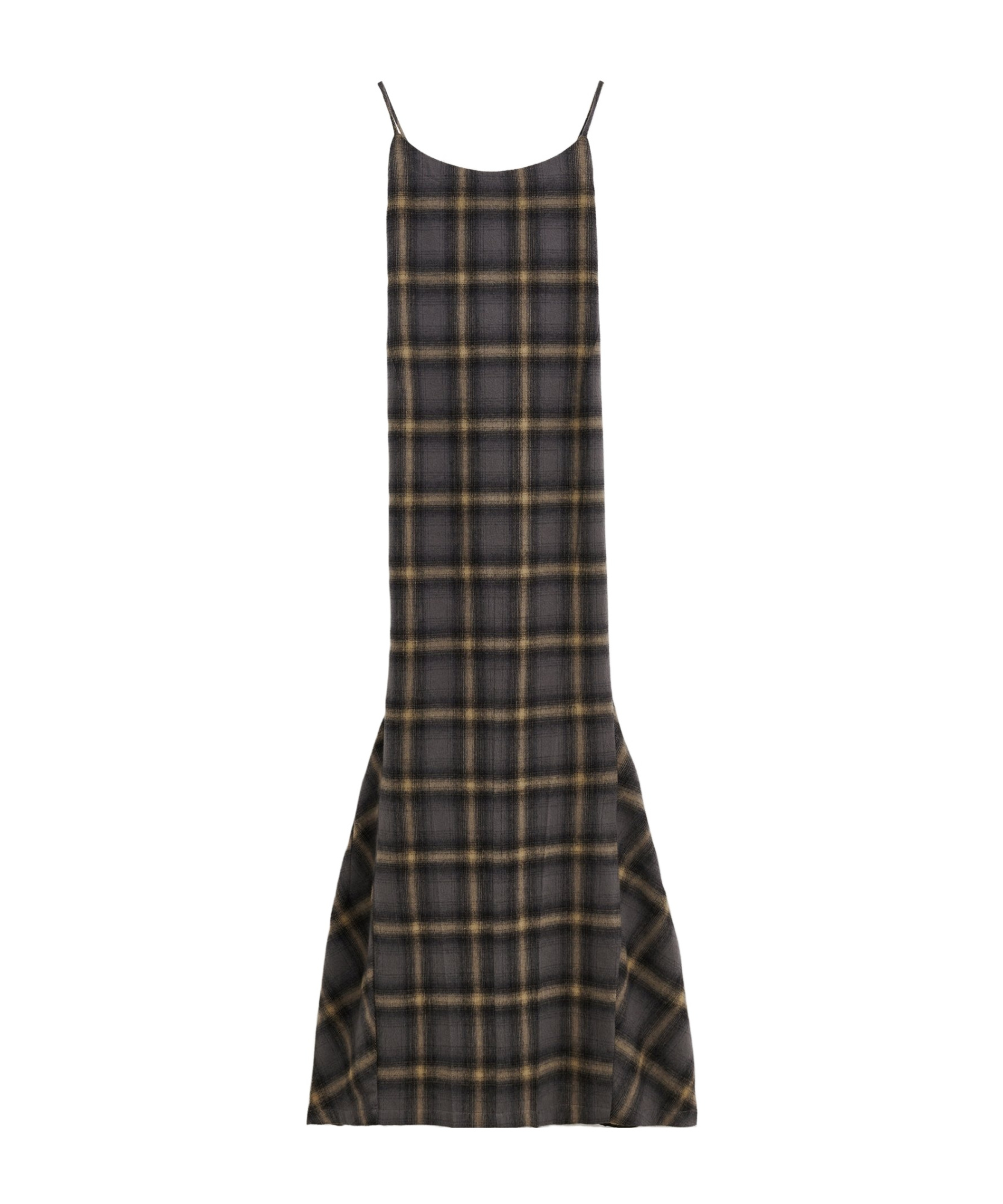 Our Legacy Naiad Plaid Cotton Long Dress In Black