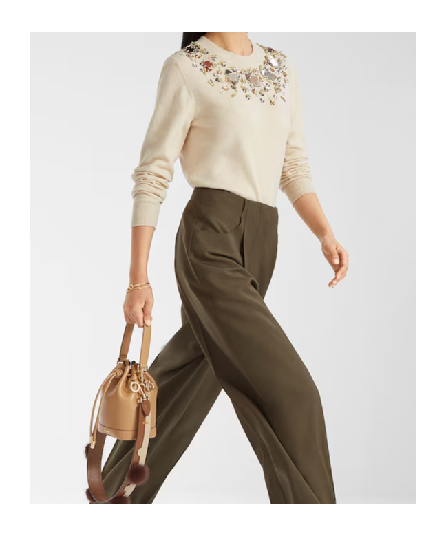 Fendi Beige Wool And Cashmere Sweater In Brown