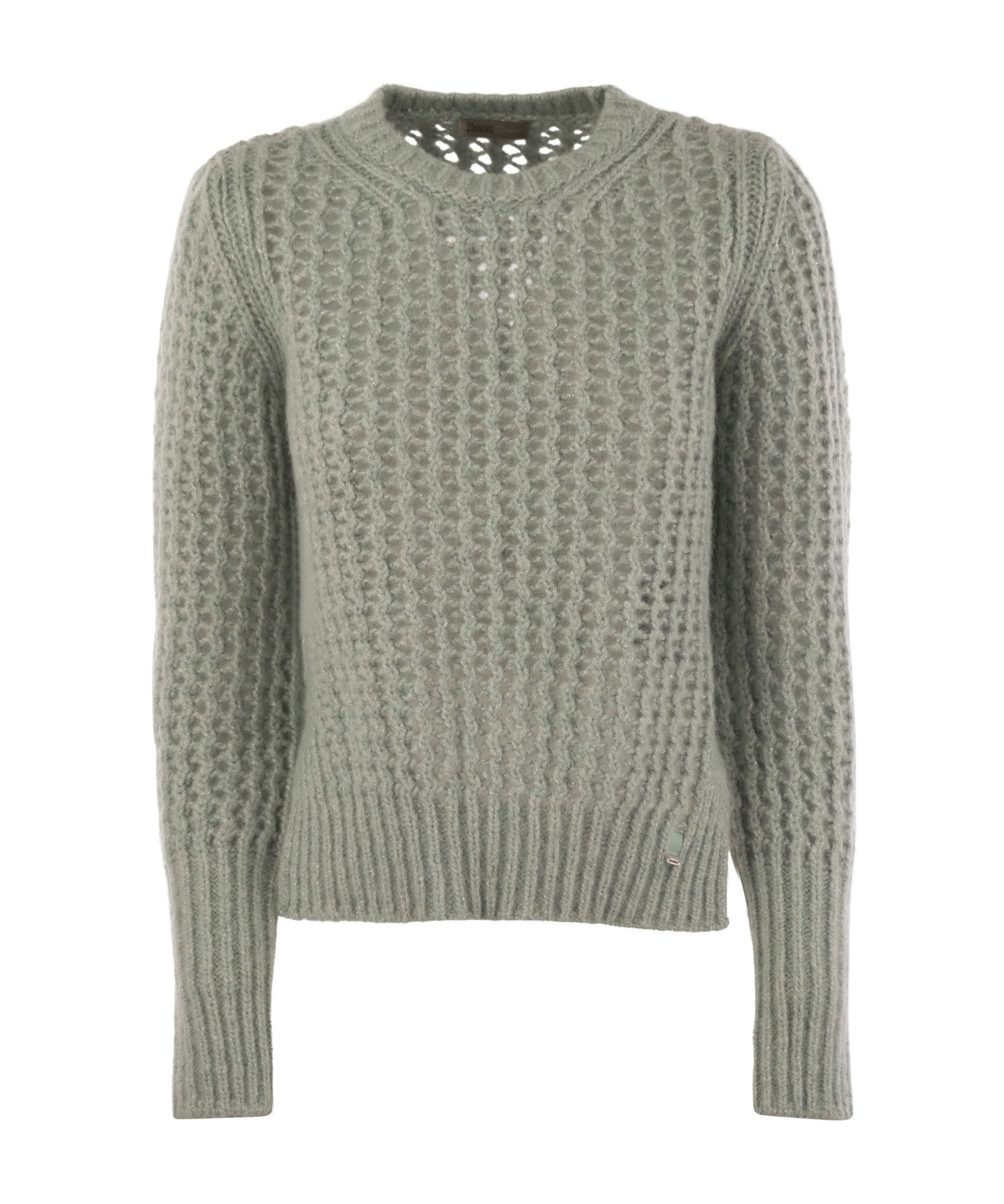 Herno Elegant Alpaca-wool Blend Sweater With Graphic Openwork In Gray