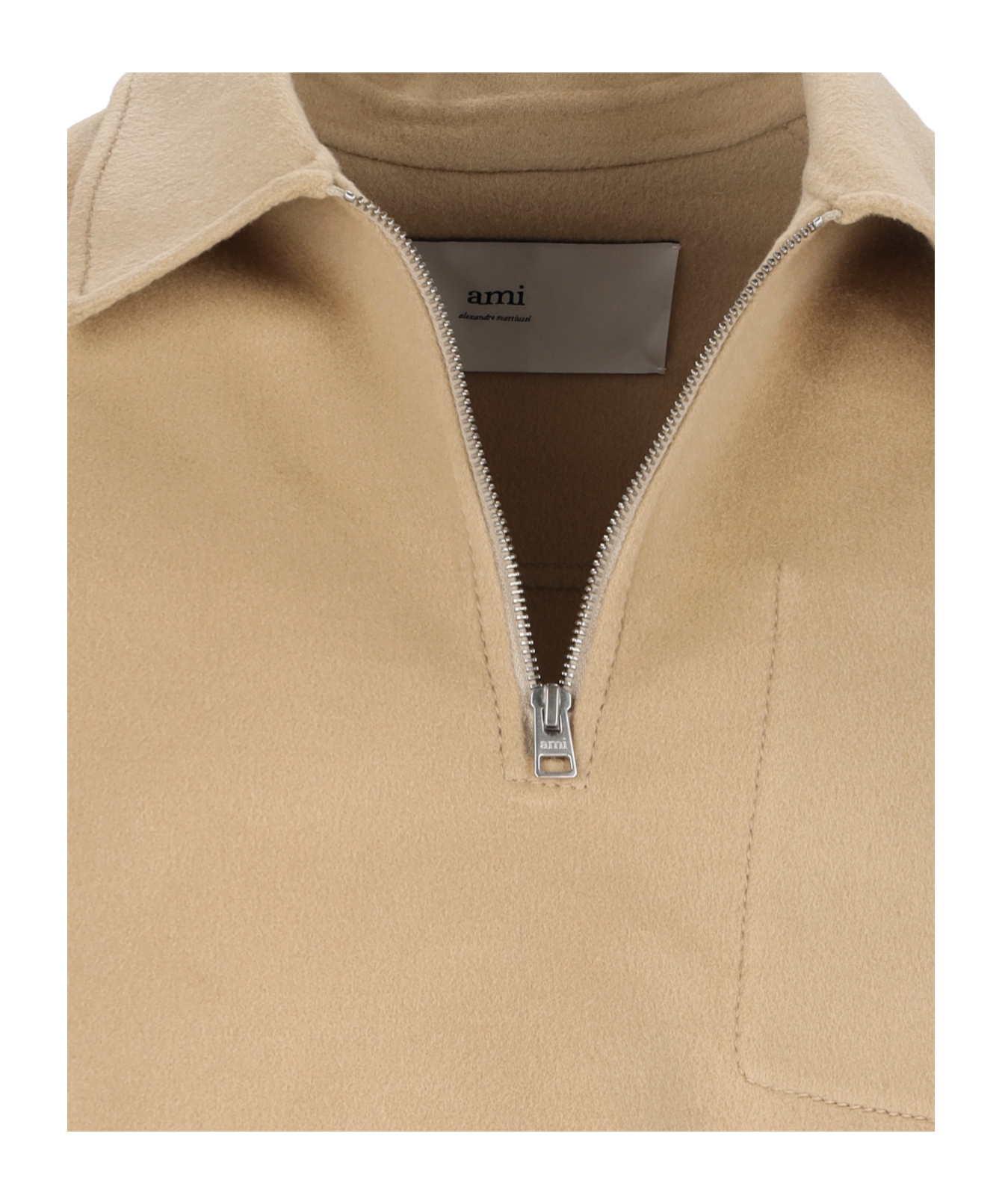 Ami Alexandre Mattiussi Half-zip Long-sleeved Casual Jacket In Nude