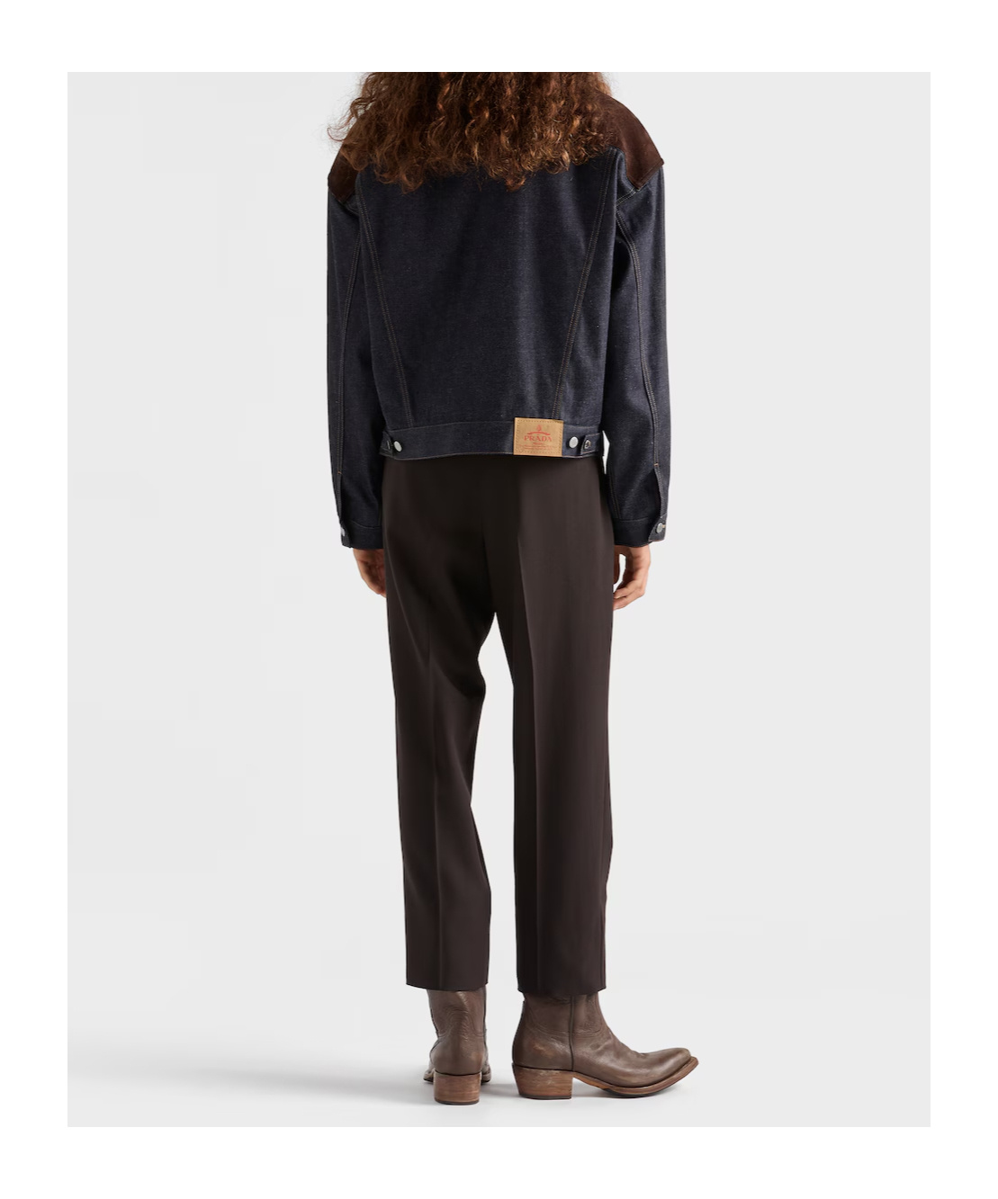 Prada Mens Blue Classic-fit Denim And Suede Blouson Jacket In Animal Print