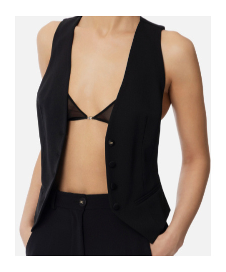 Elisabetta Franchi Bra In Satin And Tulle In Black