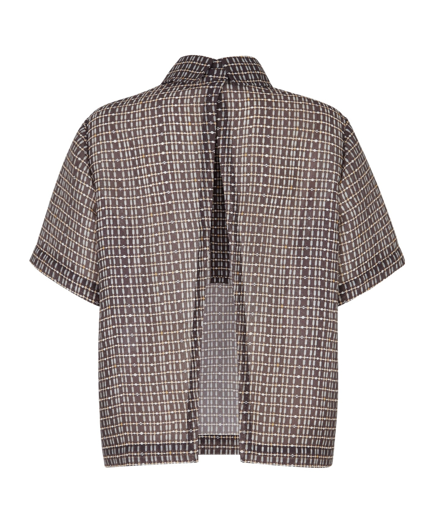 Fendi Grid-pattern Polo Top In Gray