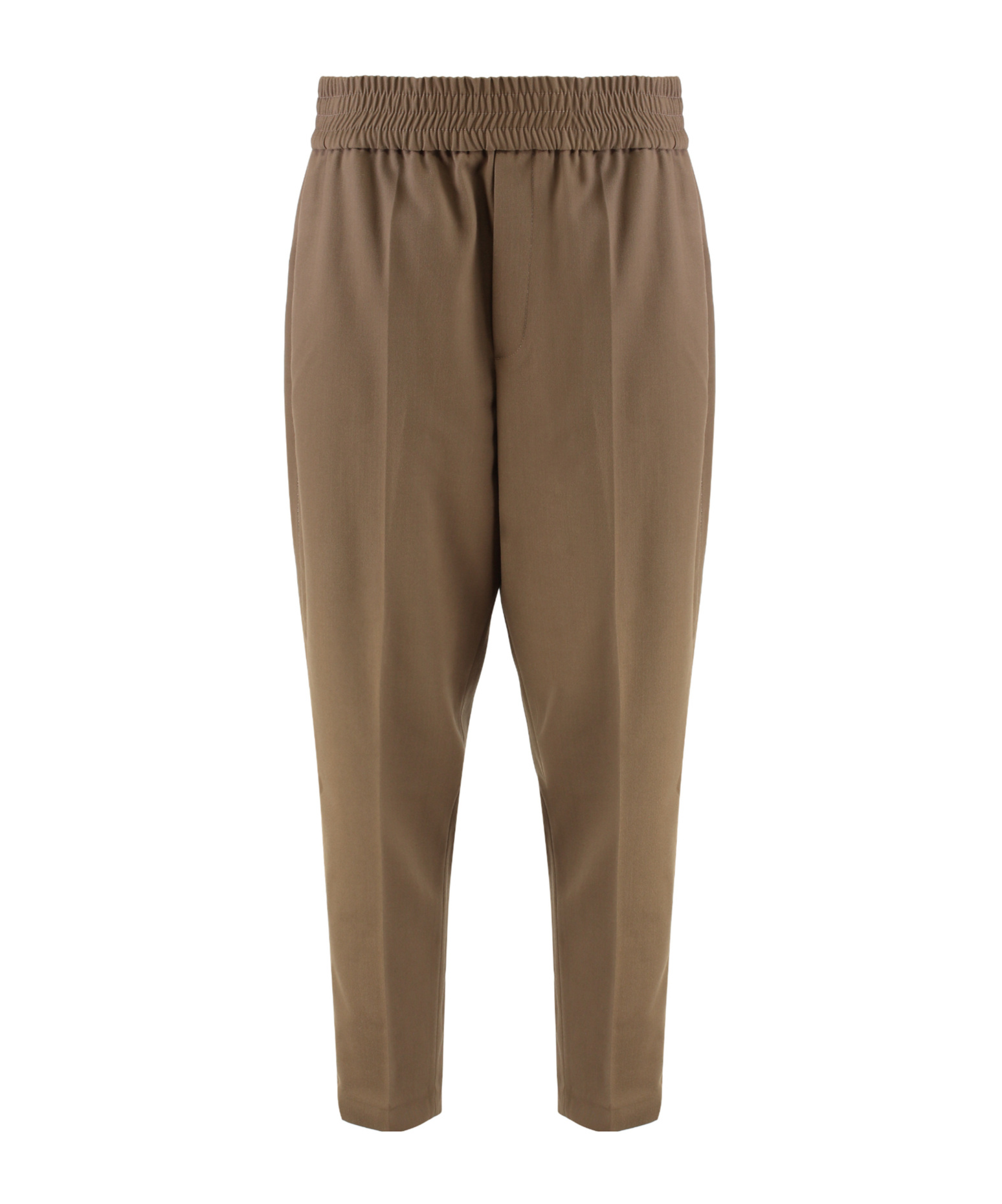 Brunello Cucinelli Brown Linen Blend Trousers With Elastic Waistband