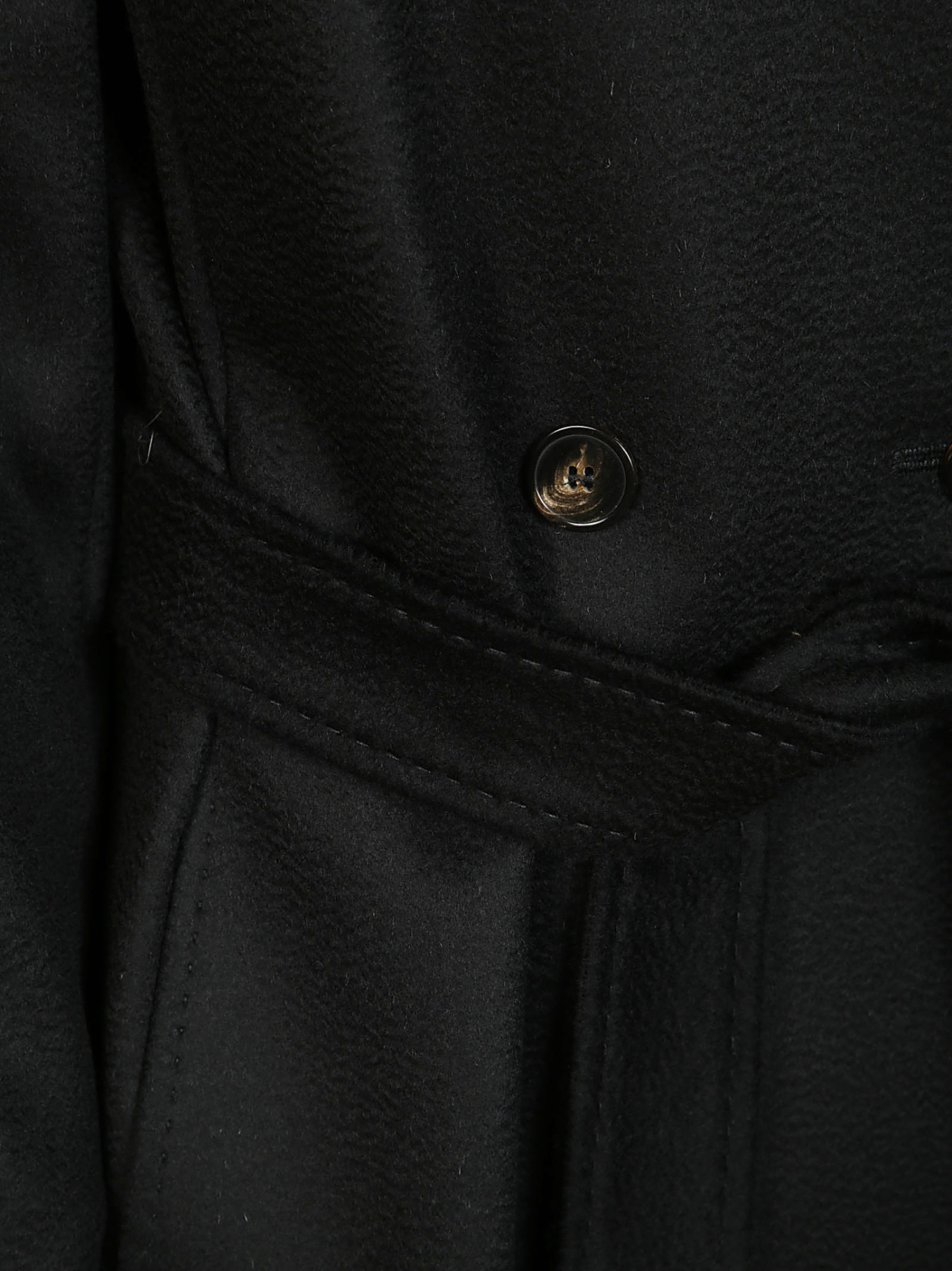 Max Mara Straight-cut Black Coat With Double-button Closure In Black
