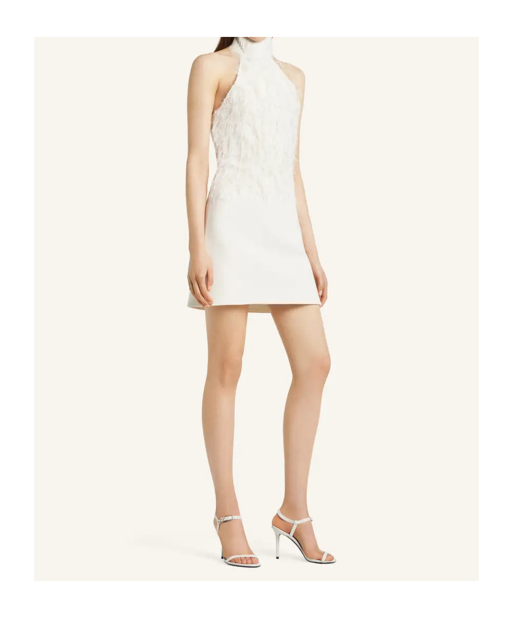 Courrèges Halter-neck Fringe-detail Mini Dress In White