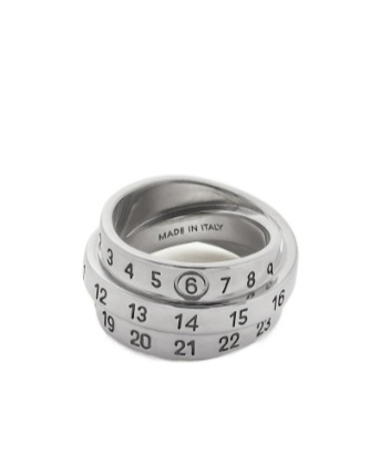 Mm6 Maison Margiela Triple Logo Ring In Metallic