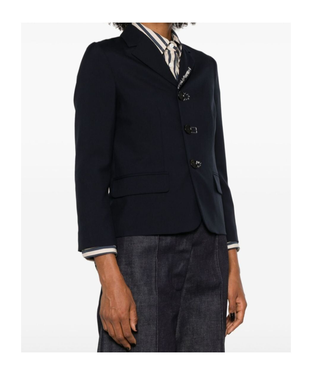 Marni Color-block Tailored Blazer With Classic Notch Lapel In Black