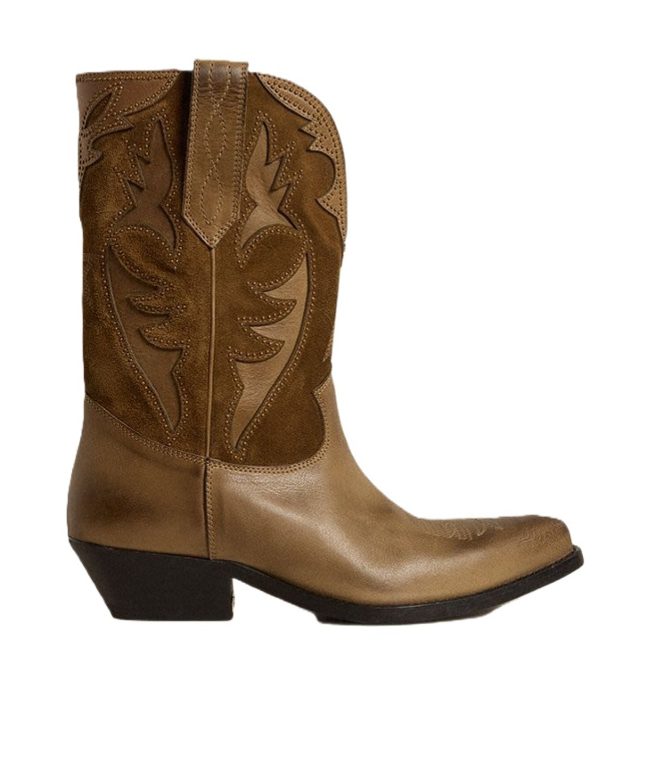 Golden Goose Wish Star Embroidered Leather Boots In Brown