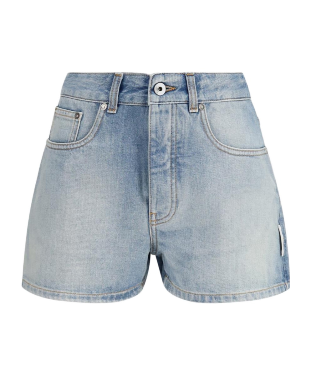 Off-white Denim Shorts With Belt Loops In Gray