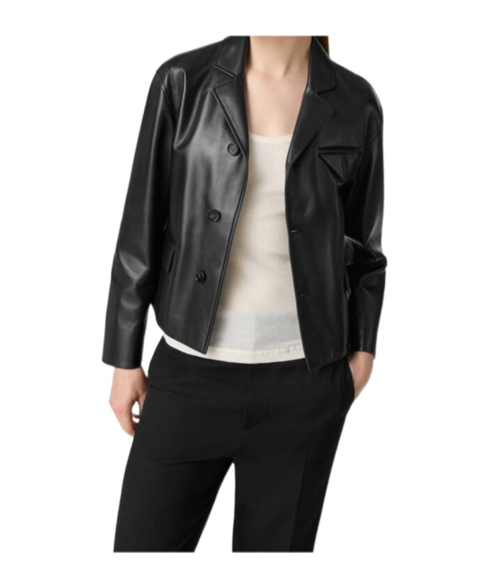 Bottega Veneta Leather Kimono Blouson In Black