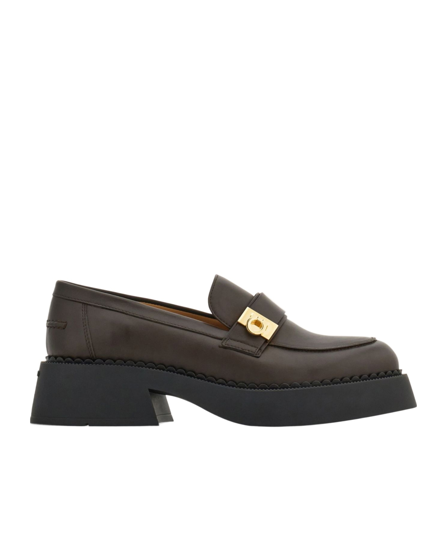 Ferragamo Caminia Buckled Platform Loafers In Green