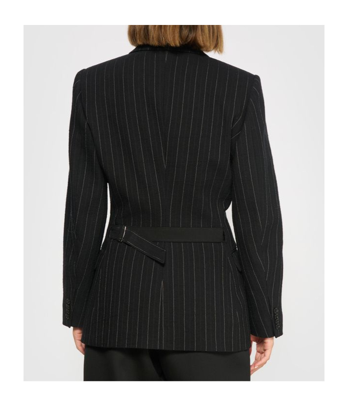 Isabel Marant Maia Double-breasted Pinstriped Cotton-blend Herringbone Blazer In Black