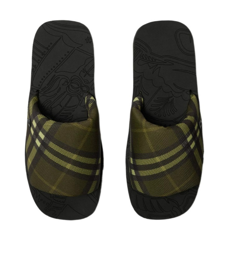 Burberry Green Trek Sandals In Black