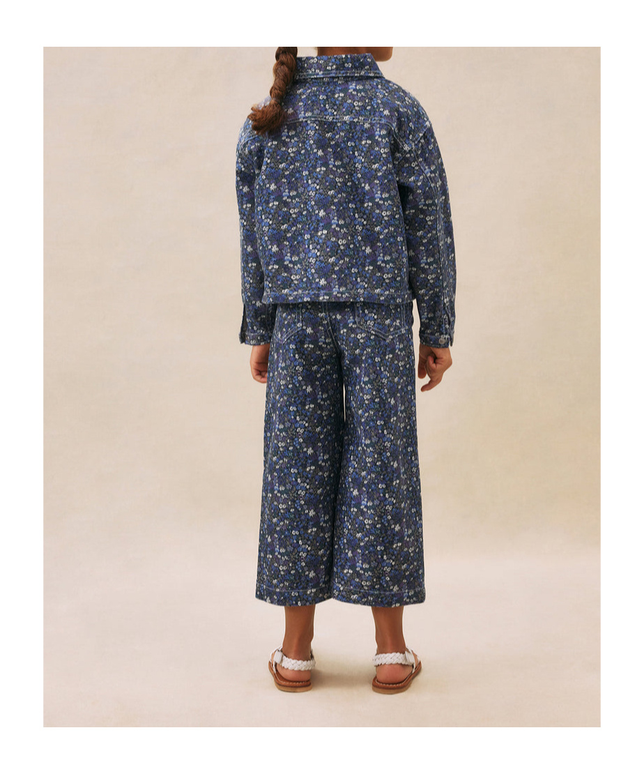 Shop Bonpoint Gersande Flared Pants With Liberty Print In Gray