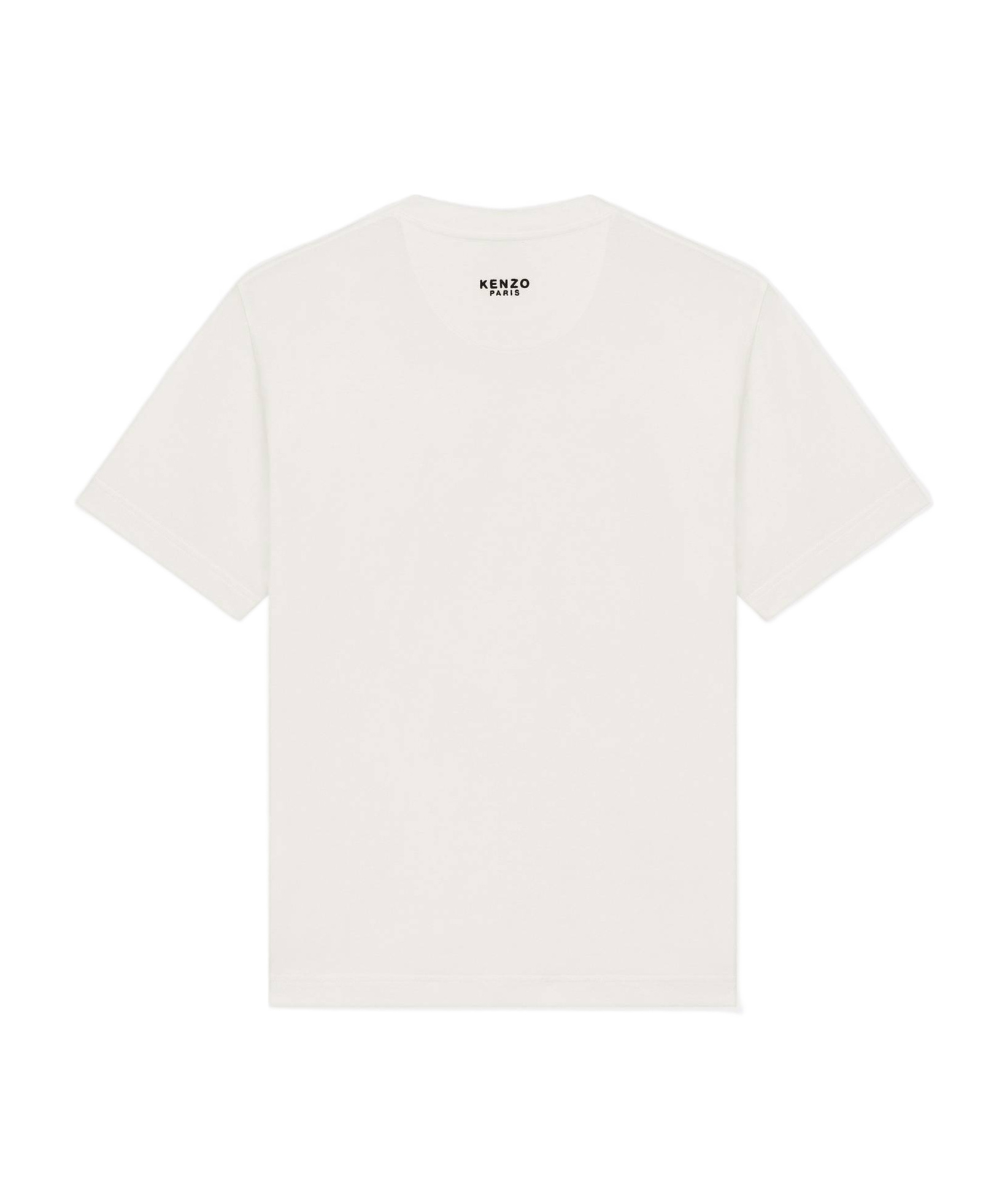 Kenzo White Crewneck T-shirt With Logo Patch On The Front In Cotton Man In White