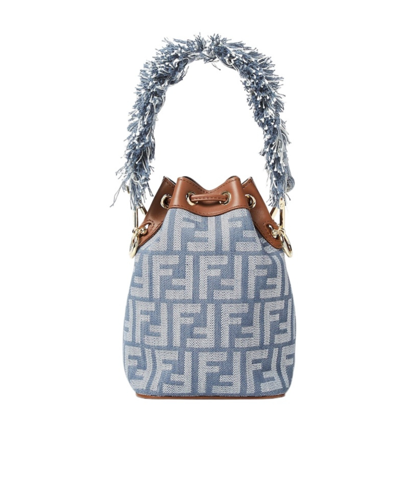 Fendi Blue Denim-effect Ff Jacquard Mini-bag