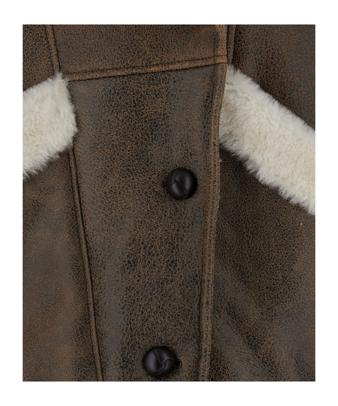 Blancha Lapel Long-sleeved Leather Jacket In Brown