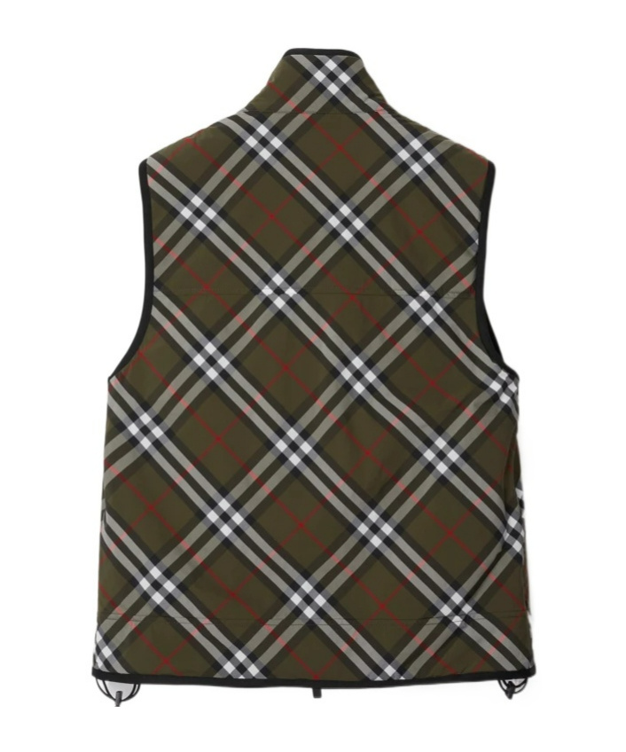 Shop Burberry Checked Padded Gilet In Black