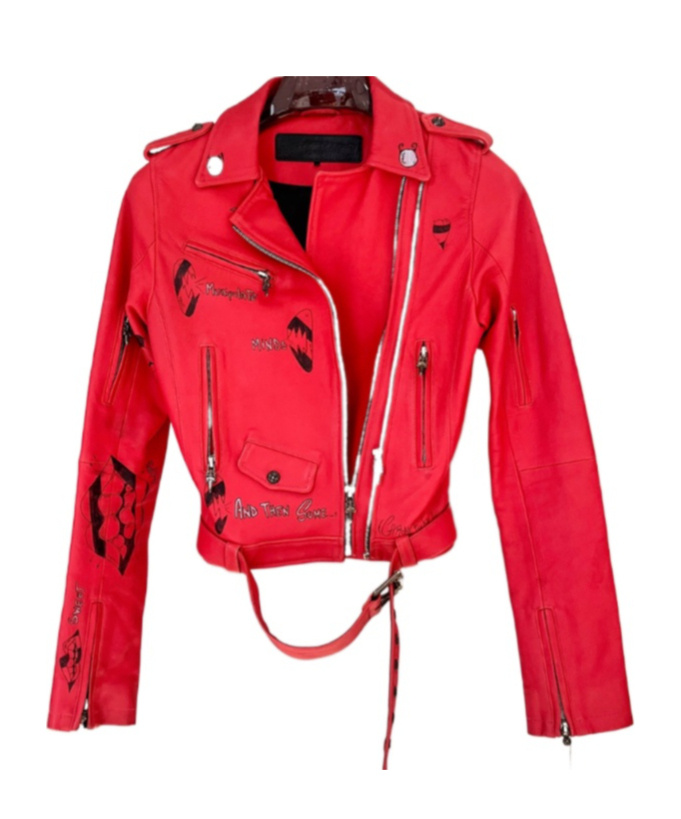Chrome Hearts Long-sleeved Leather Jacket In Red