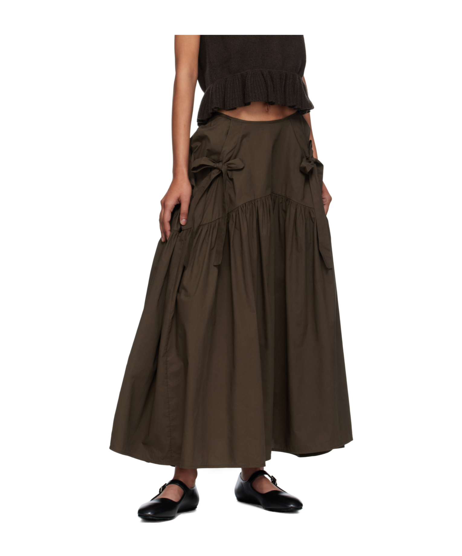 Cecilie Bahnsen Brown Justice Midi Skirt In Brown
