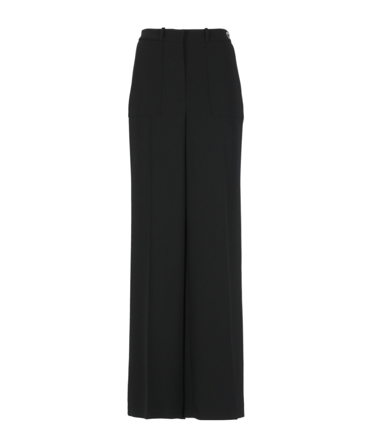 Elisabetta Franchi Logo Patch Wide-leg Trousers In Black