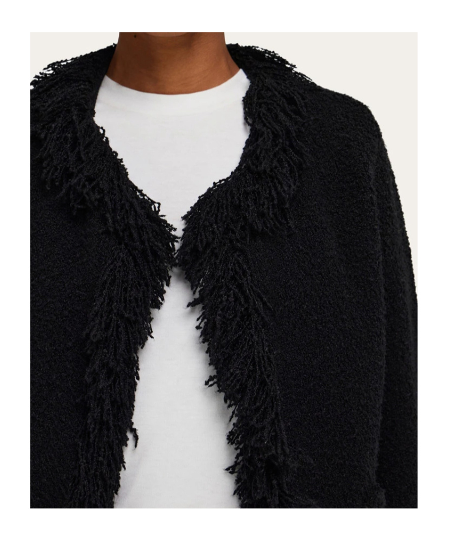 Ferragamo Cardigan With Fringe Detail In Black