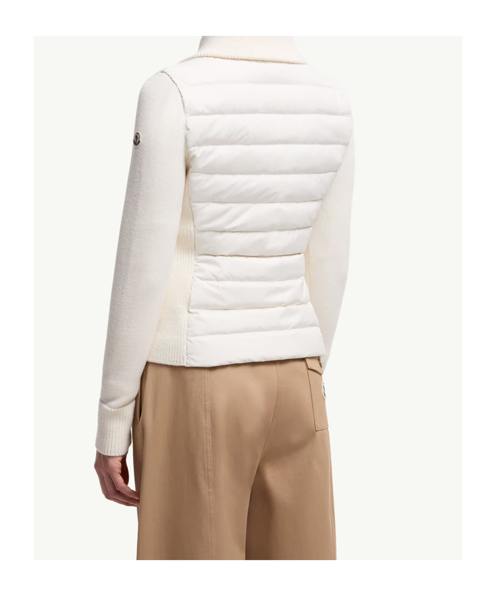 Moncler Quilted Knitted Jacket In Neutral