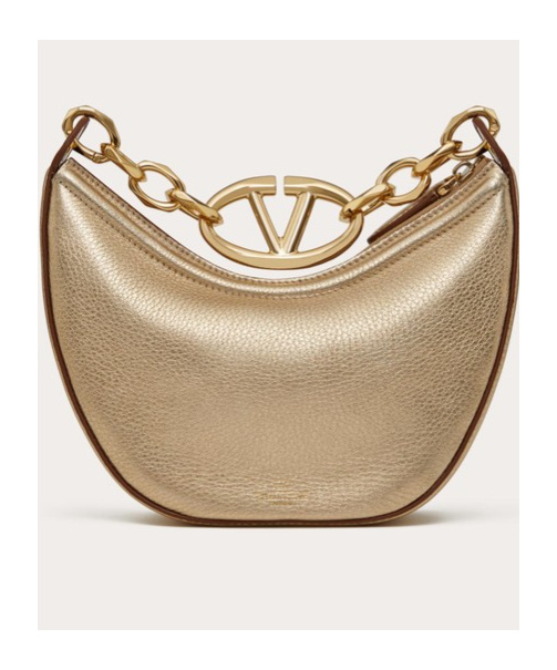 Valentino Mini Vlogo Moon Chain Shoulder Bag In Nude