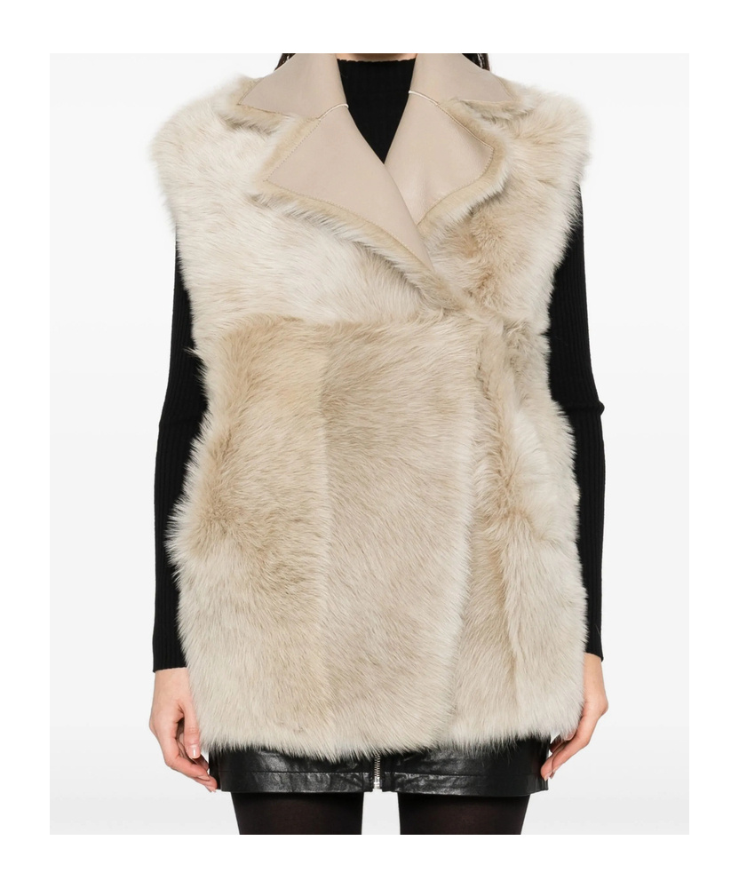 Iro Fur-trimmed Leather Vest In Neutral