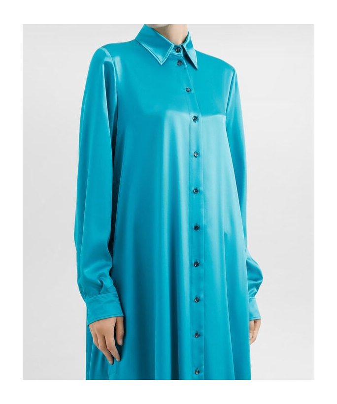 Dolce & Gabbana Satined Shirt Dress In Green