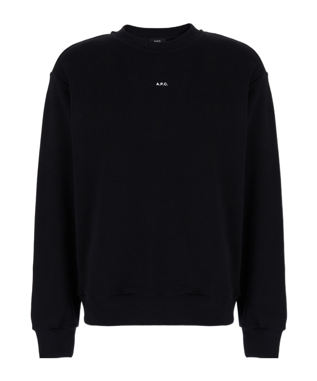 Apc A.p.c. Black Crewneck Sweatshirt With Micro Logo In Jersey In Black