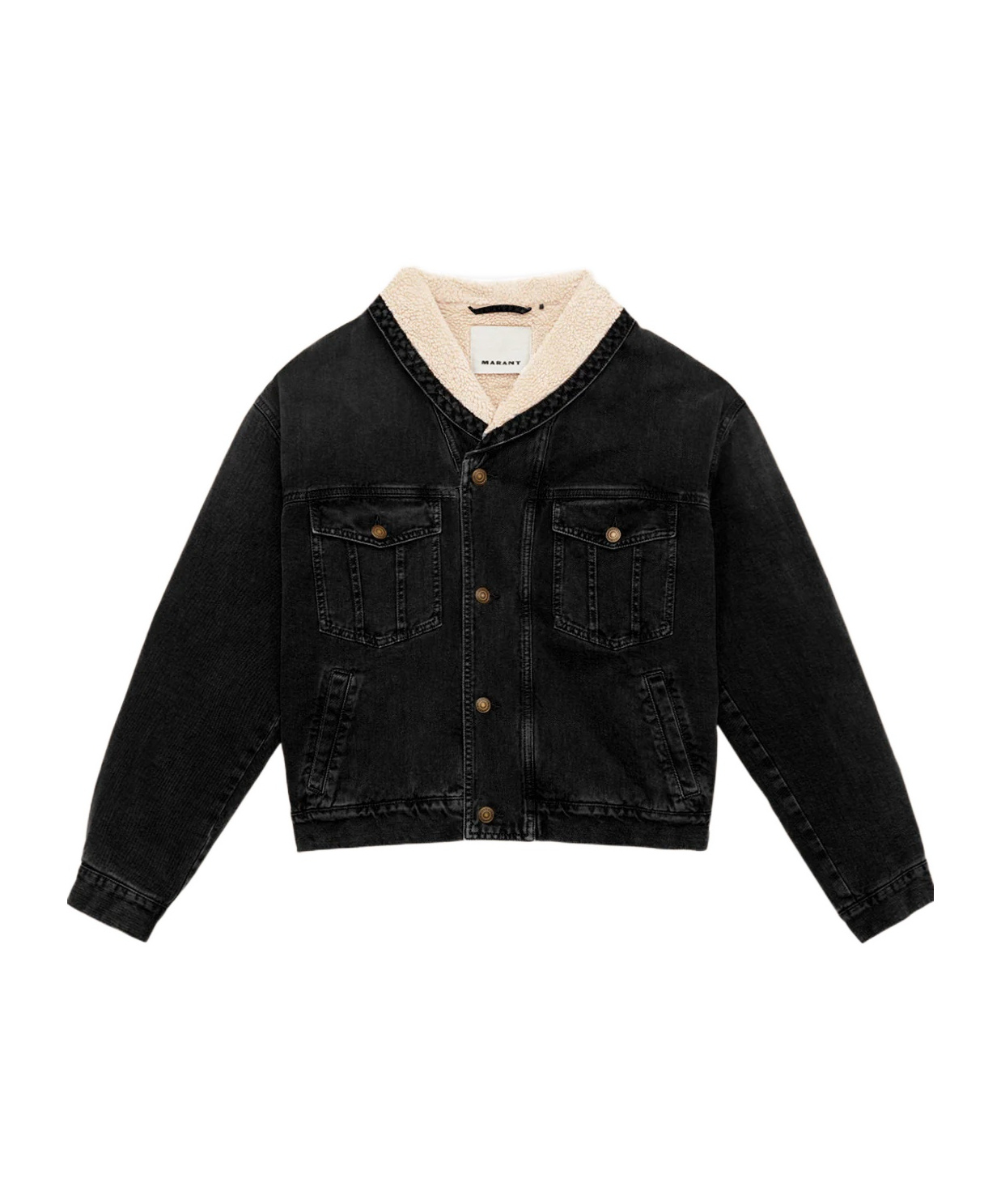 Isabel Marant Shearling Collar Buttoned Jackson Jacket In Black
