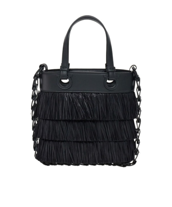 Ferragamo Fringed Tote Bag In Black