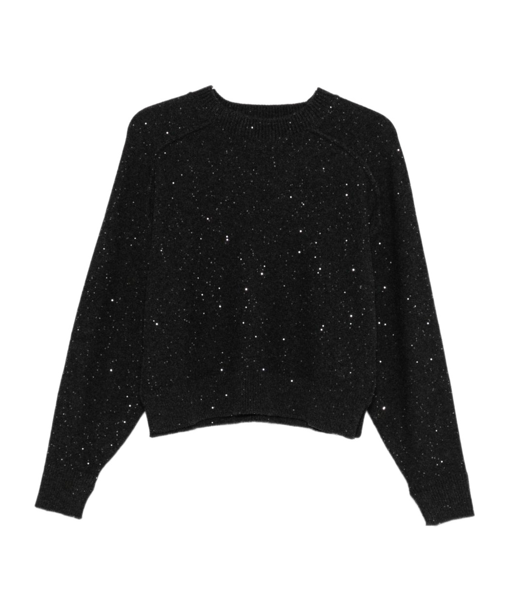 Antonelli Relaxed Fit Gray Sweater With Sparkling Sequins In Black