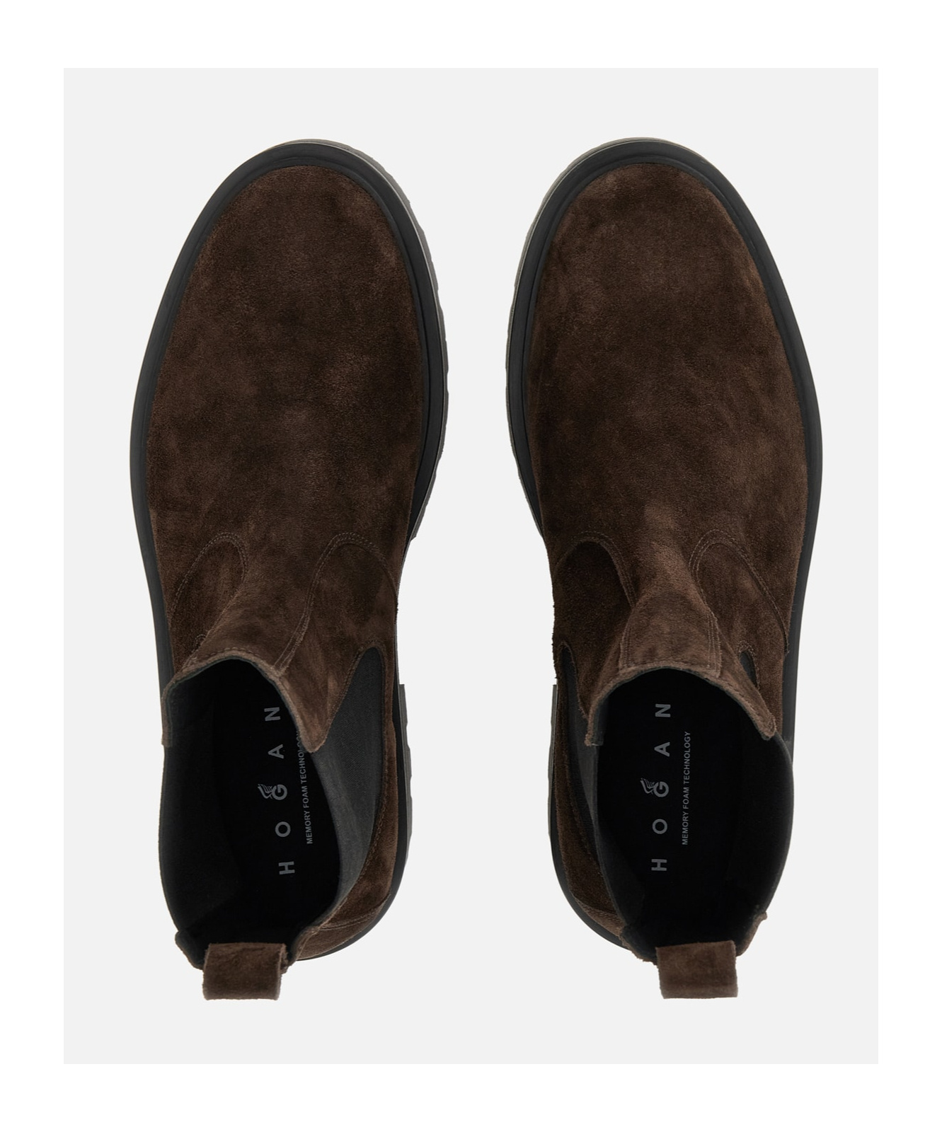 Hogan Suede Ankle Boots With Elastic Side Panels In Black