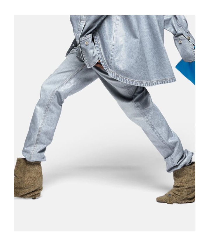 Attico Sky Blue Long Pants In Gray