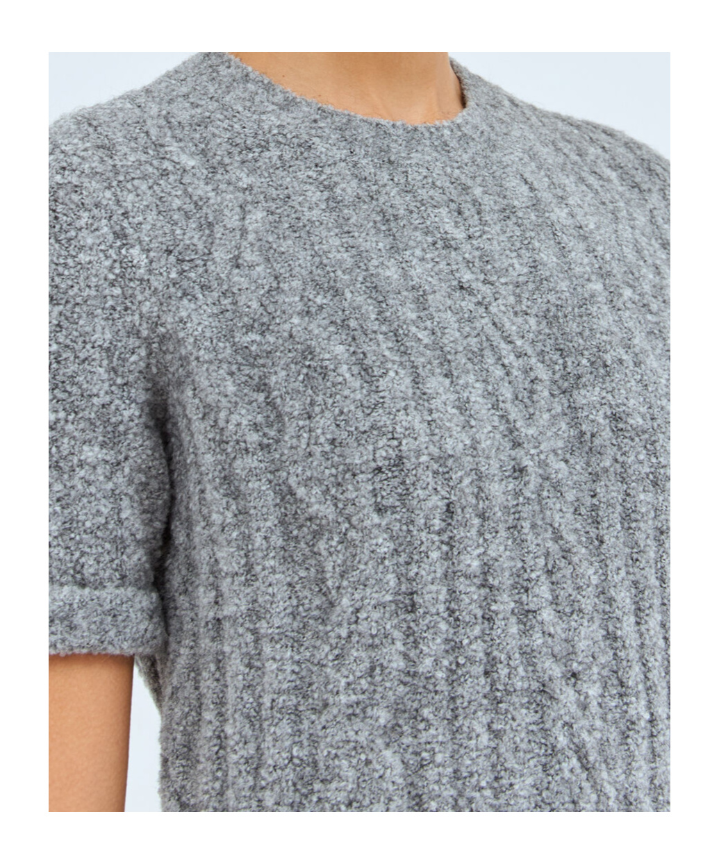 Jw Anderson Cable-knit Short Sleeve T-shirt In Gray