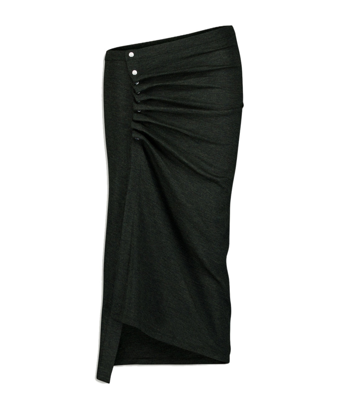Rabanne Asymmetric Gathered Midi Skirt In Black