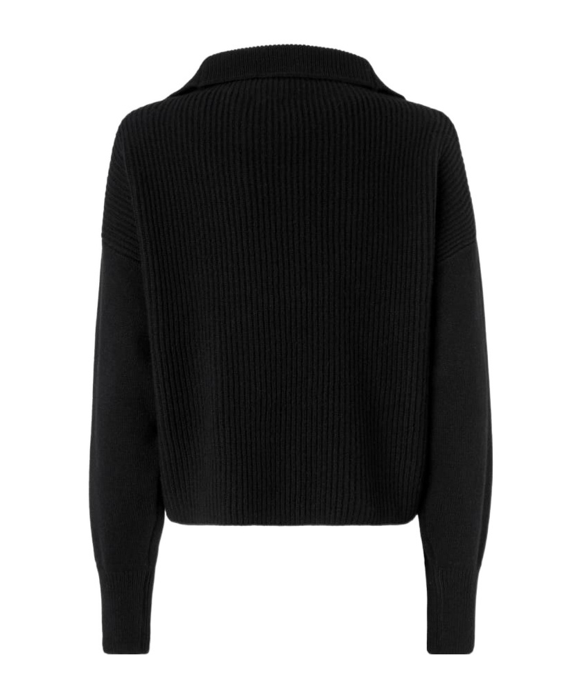 Pinko Pull Côtelé À Col Zippé In Black