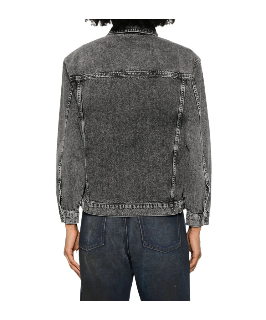 Shop Anine Bing Rory Button-up Denim Jacket In Black