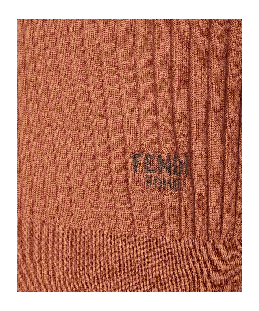 Fendi Rust Wool Sweater In Brown
