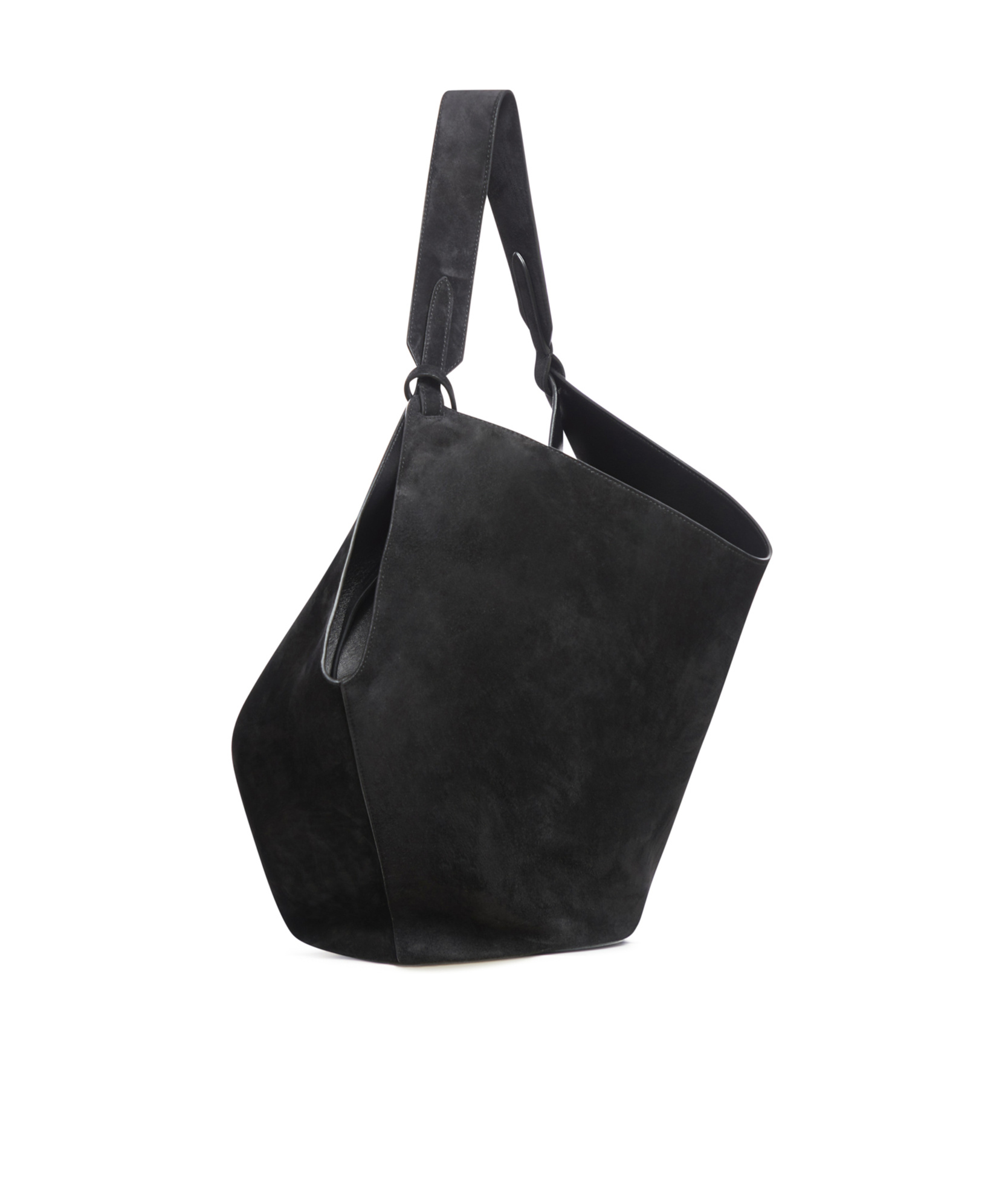 Khaite Medium Lotus Suede Tote In Black